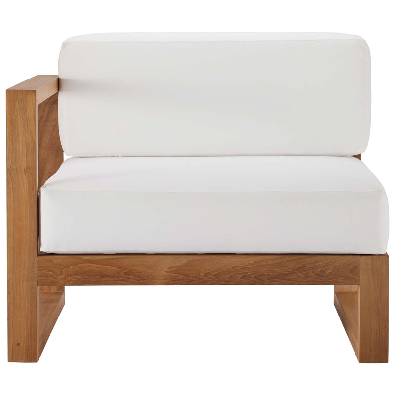 Upland Outdoor Patio Teak Wood Left-Arm Chair Natural White by Modway