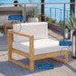 Upland Outdoor Patio Teak Wood Left-Arm Chair Natural White by Modway