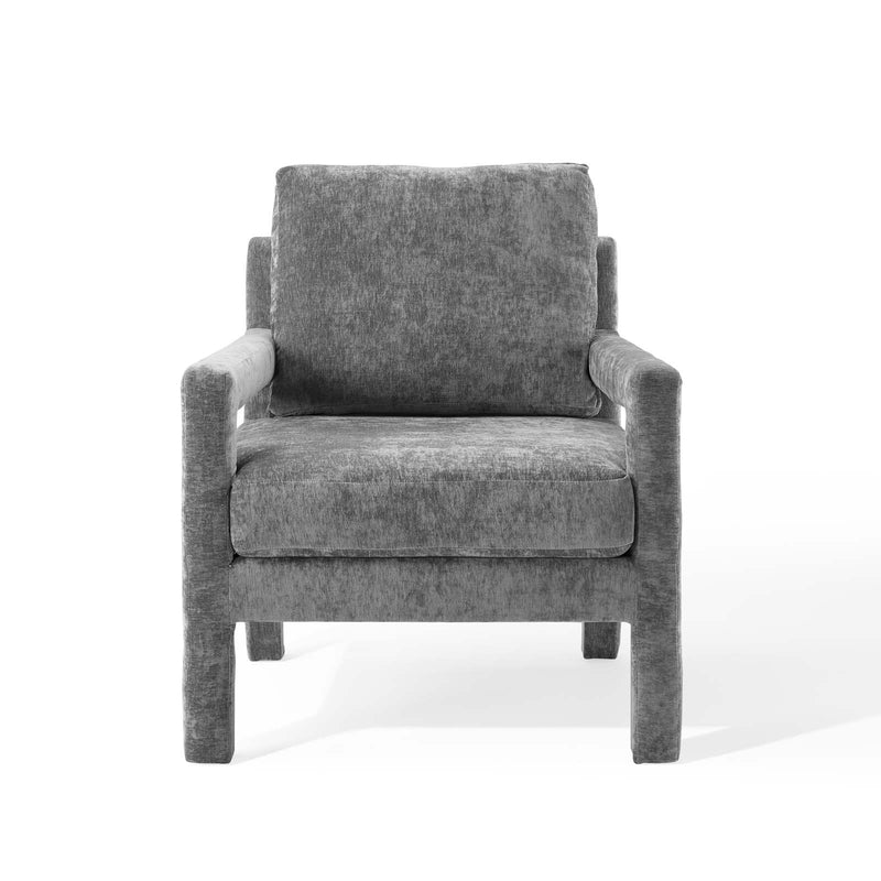 Rehearse Performance Velvet Armchair Gray | Polyester by Modway