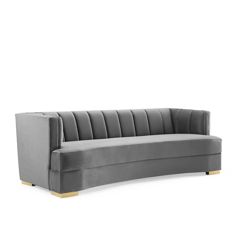 Encompass Channel Tufted Performance Velvet Curved Sofa | Polyester by Modway