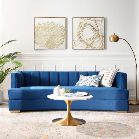 Encompass Channel Tufted Performance Velvet Curved Sofa | Polyester by Modway