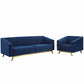 Valiant Vertical Channel Tufted Performance Velvet Sofa and Armchair Set by Modway