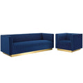 Sanguine Vertical Channel Tufted Upholstered Performance Velvet Sofa and Armchair Set by Modway