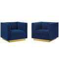 Sanguine Vertical Channel Tufted Upholstered Performance Velvet Armchair Set of 2 by Modway