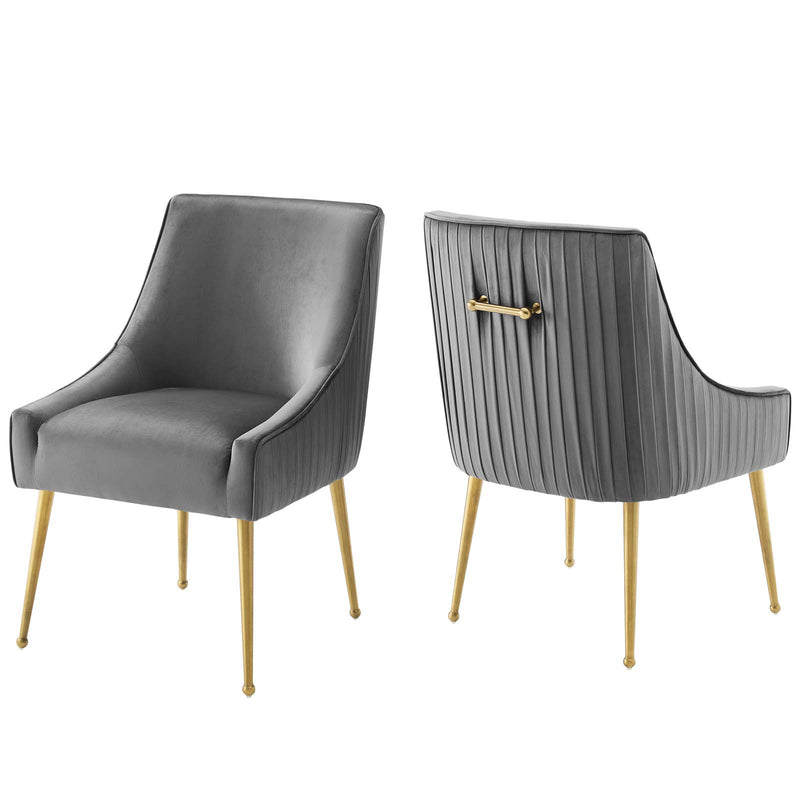 Discern Pleated Back Upholstered Performance Velvet Dining Chair Set of 2  by Modway