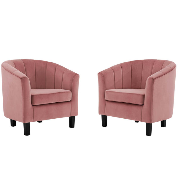 Prospect Channel Tufted Performance Velvet Armchair Set of 2 by Modway