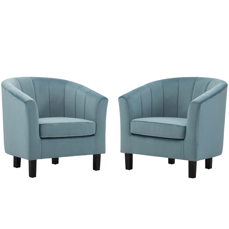 Prospect Channel Tufted Performance Velvet Armchair Set of 2 by Modway