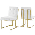 Privy Gold Stainless Steel Upholstered Fabric Dining Accent Chair Set of 2 | Polyester by Modway
