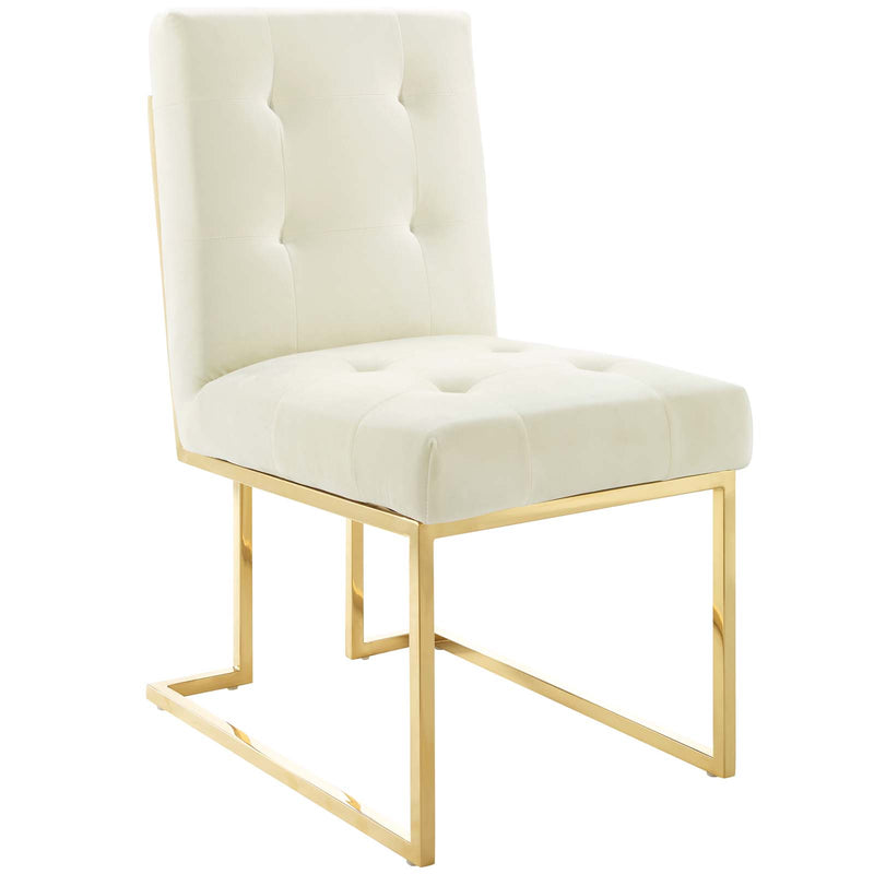 Privy Gold Stainless Steel Performance Velvet Dining Chair Set of 2 by Modway