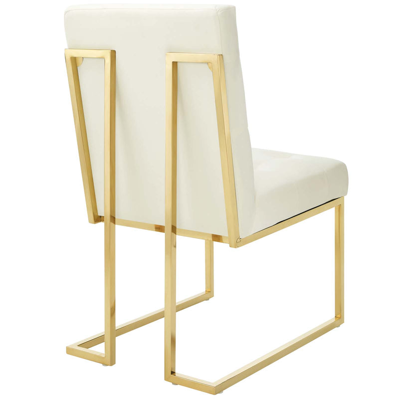 Privy Gold Stainless Steel Performance Velvet Dining Chair Set of 2 by Modway