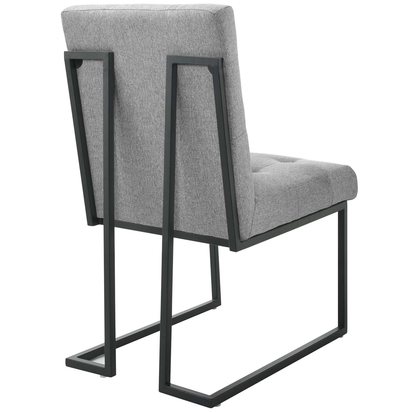 Privy Black Stainless Steel Upholstered Fabric Dining Chair Set of 2 | Polyester by Modway