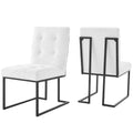 Privy Black Stainless Steel Upholstered Fabric Dining Chair Set of 2 | Polyester by Modway