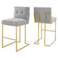 Privy Gold Stainless Steel Performance Velvet Bar Stool Set of 2 by Modway