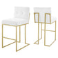 Privy Gold Stainless Steel Performance Velvet Bar Stool Set of 2 by Modway