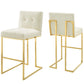 Privy Gold Stainless Steel Performance Velvet Bar Stool Set of 2 by Modway