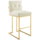 Privy Gold Stainless Steel Performance Velvet Bar Stool Set of 2 by Modway