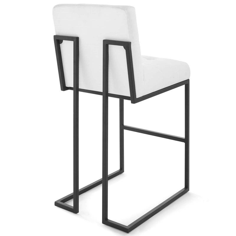 Privy Black Stainless Steel Upholstered Fabric Bar Stool Set of 2 by Modway