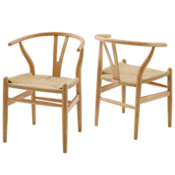 Amish Wood Dining Armchair Set of 2 Natural by Modway