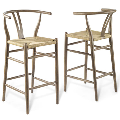 Amish Wood Bar Stool Set of 2 by Modway