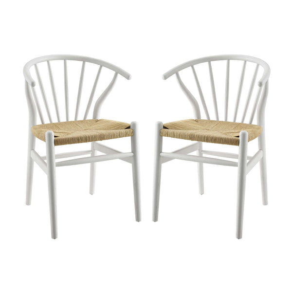 Flourish Spindle Wood Dining Side Chair Set of 2 White by Modway