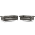 Idyll Tufted Upholstered Leather Sofa and Loveseat Set Tan by Modway