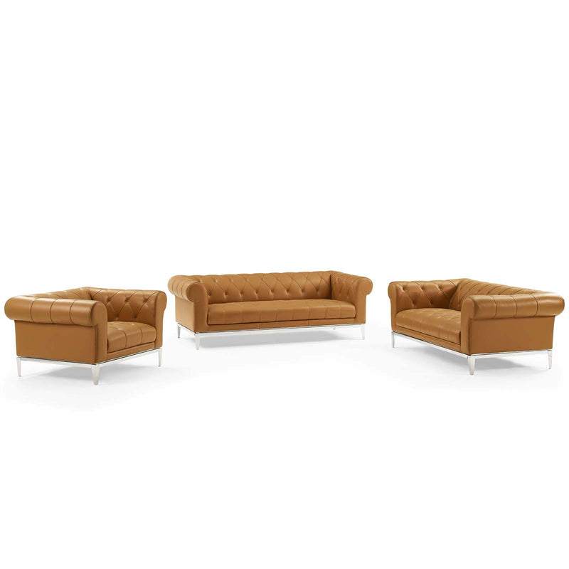 Idyll 3 Piece Upholstered Leather Set Tan by Modway