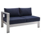 Shore Sunbrella Fabric Aluminum Outdoor Patio Left-Arm Loveseat by Modway