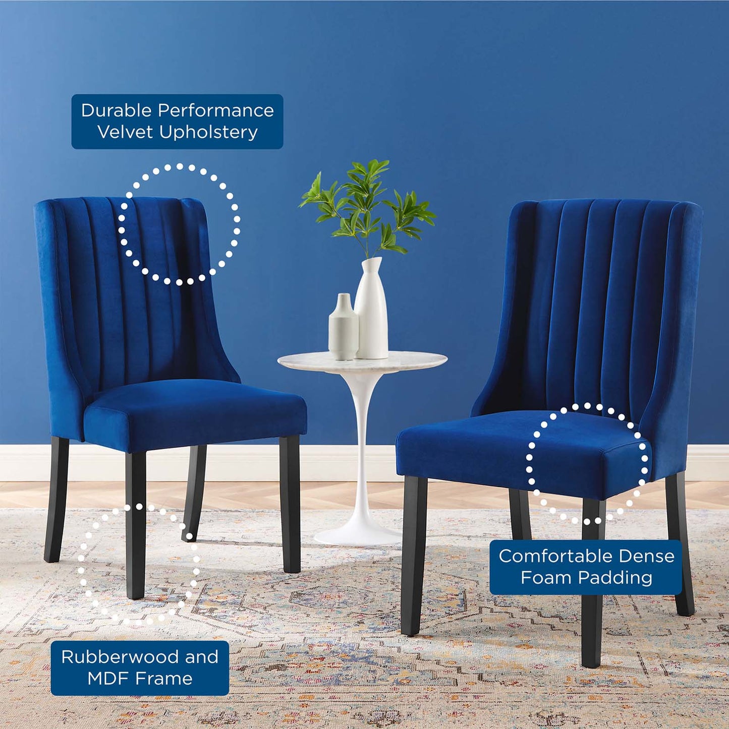 Renew Parsons Performance Velvet Dining Side Chairs - Set of 2 by Modway