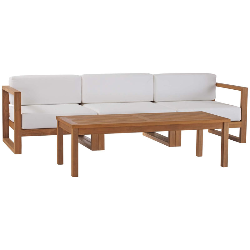 Upland Outdoor Patio Teak Wood 4-Piece Furniture Set Natural White by Modway