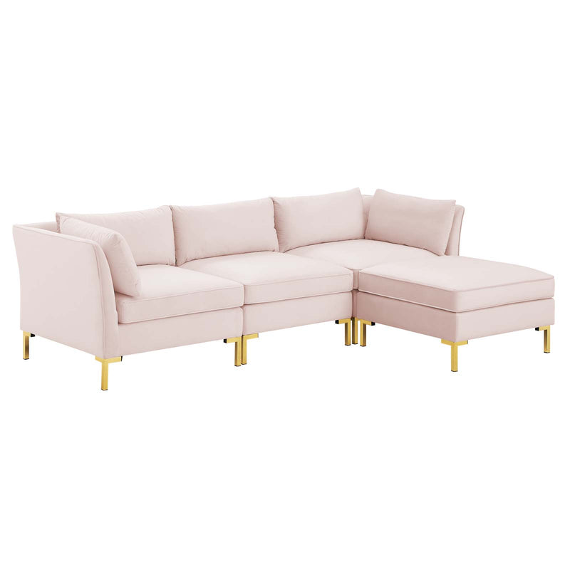 Ardent 4-Piece Performance Velvet Sectional Sofa by Modway