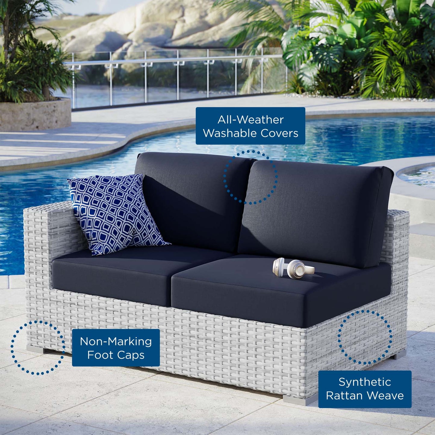 Convene Outdoor Patio LeftArm Loveseat by Modway