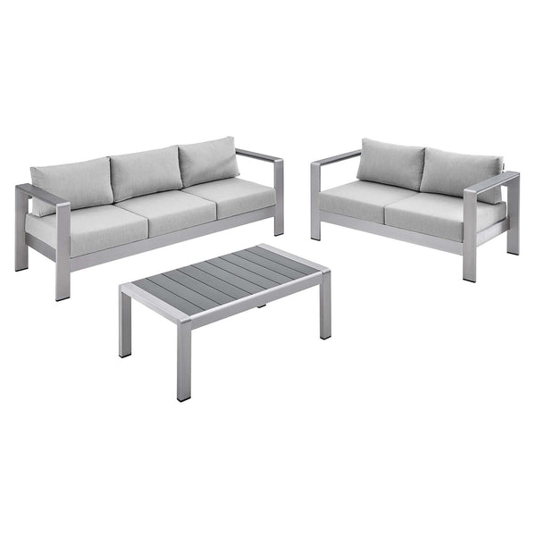 Shore Sunbrella Fabric Outdoor Patio Aluminum 3 Piece Set by Modway