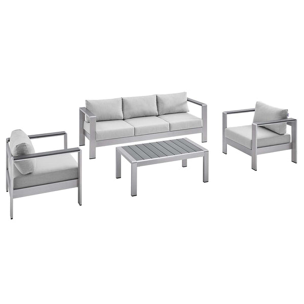 Shore Sunbrella Fabric Outdoor Patio Aluminum 4 Piece Set by Modway