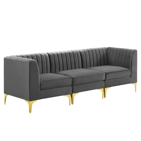 Triumph Channel Tufted Performance Velvet 3-Seater Sofa by Modway