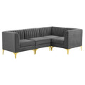 Triumph Channel Tufted Performance Velvet 4-Piece Sectional Sofa by Modway
