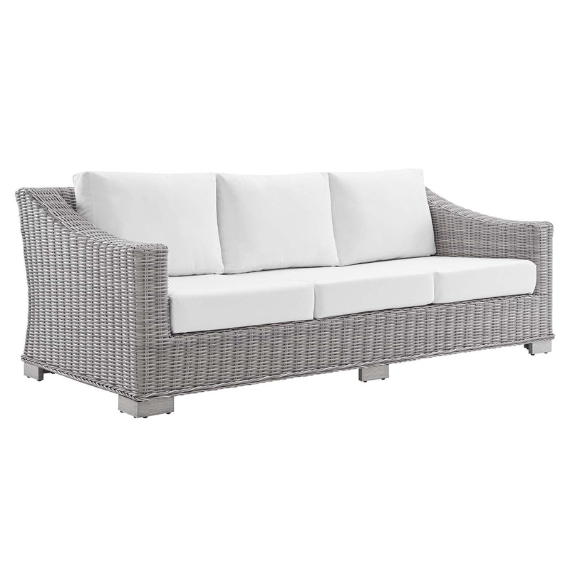 Conway Sunbrella Outdoor Patio Wicker Rattan 4-Piece Furniture Set in Light Gray White by Modway