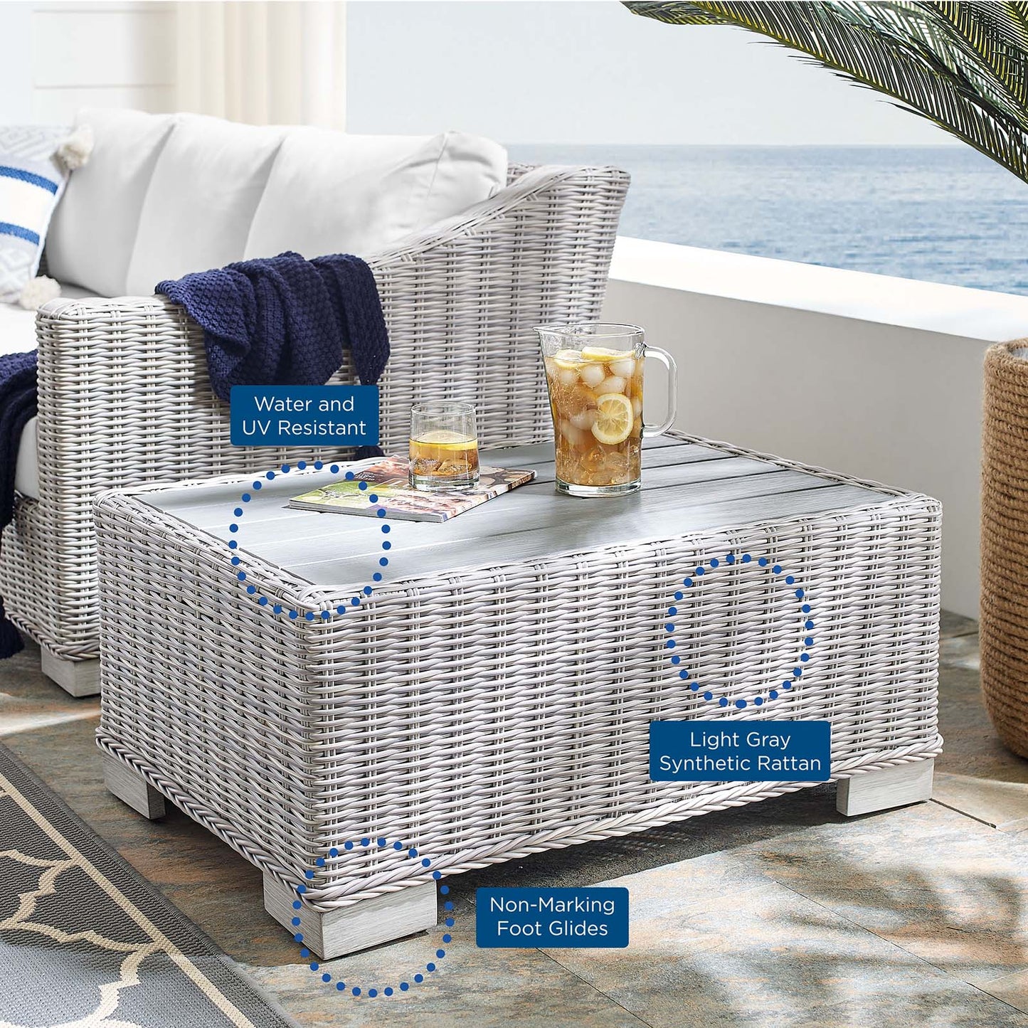 Conway Sunbrella Outdoor Patio Wicker Rattan 5-Piece Sectional Sofa Set by Modway