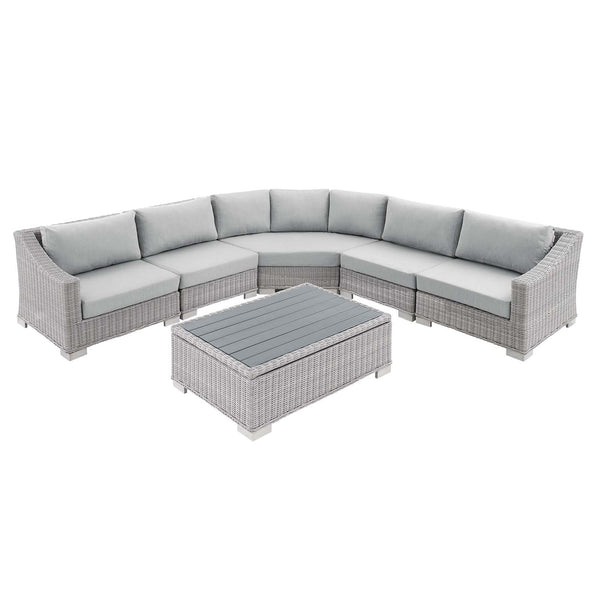 Conway Sunbrella Outdoor Patio Wicker Rattan 6-Piece Sectional Sofa Set by Modway