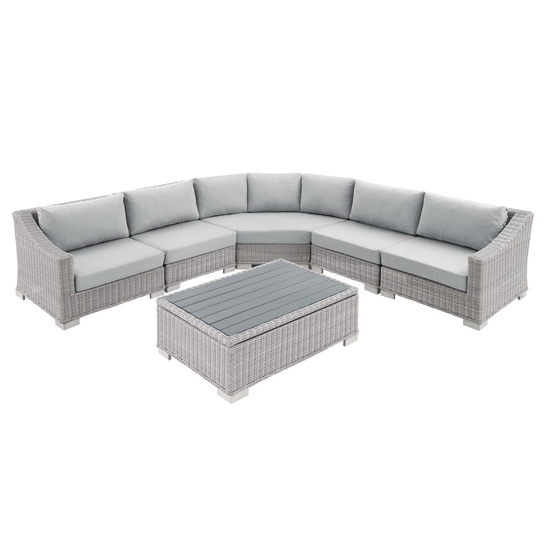 Conway Sunbrella Outdoor Patio Wicker Rattan 6-Piece Sectional Sofa Set by Modway