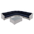 Conway Sunbrella Outdoor Patio Wicker Rattan 6-Piece Sectional Sofa Set by Modway