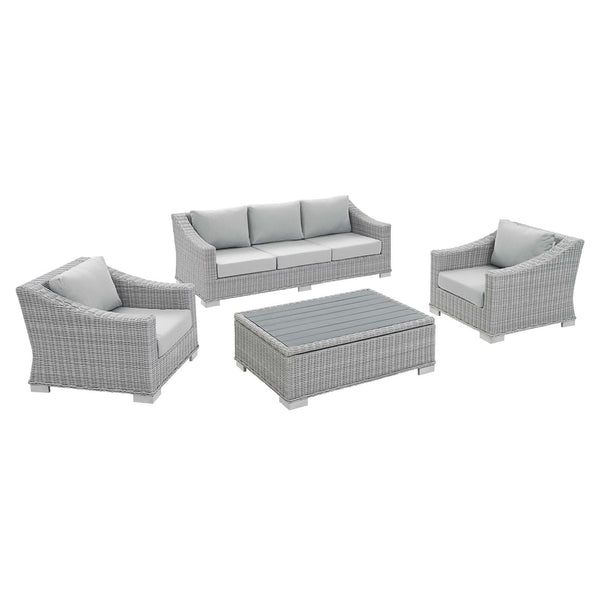 Conway Sunbrella Outdoor Patio Wicker Rattan 4-Piece Furniture Set by Modway