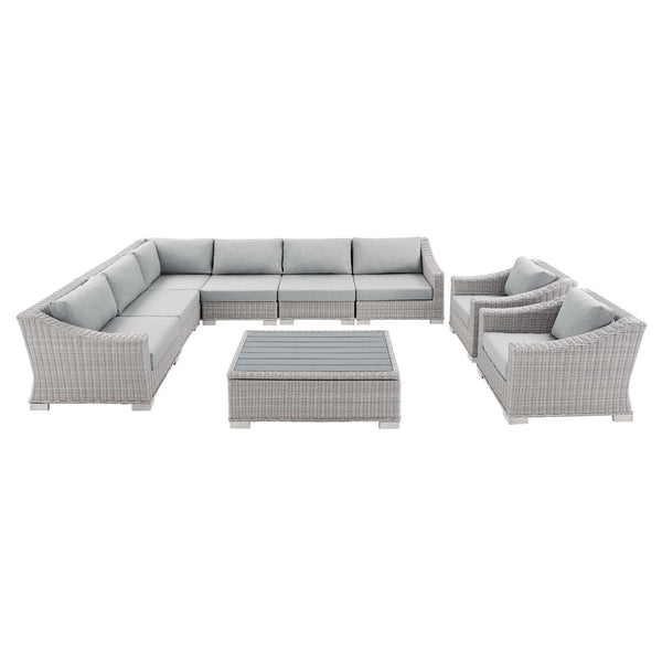 Conway Sunbrella Outdoor Patio Wicker Rattan 9-Piece Sectional Sofa Set by Modway