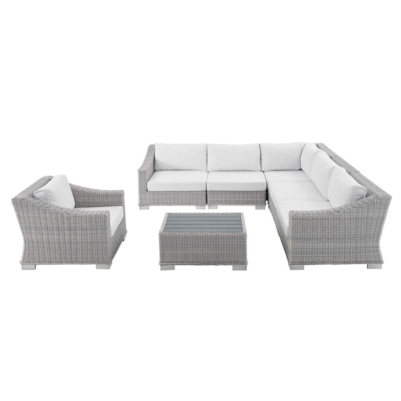 Conway Sunbrella Outdoor Patio Wicker Rattan 7-Piece Sectional Sofa Set by Modway
