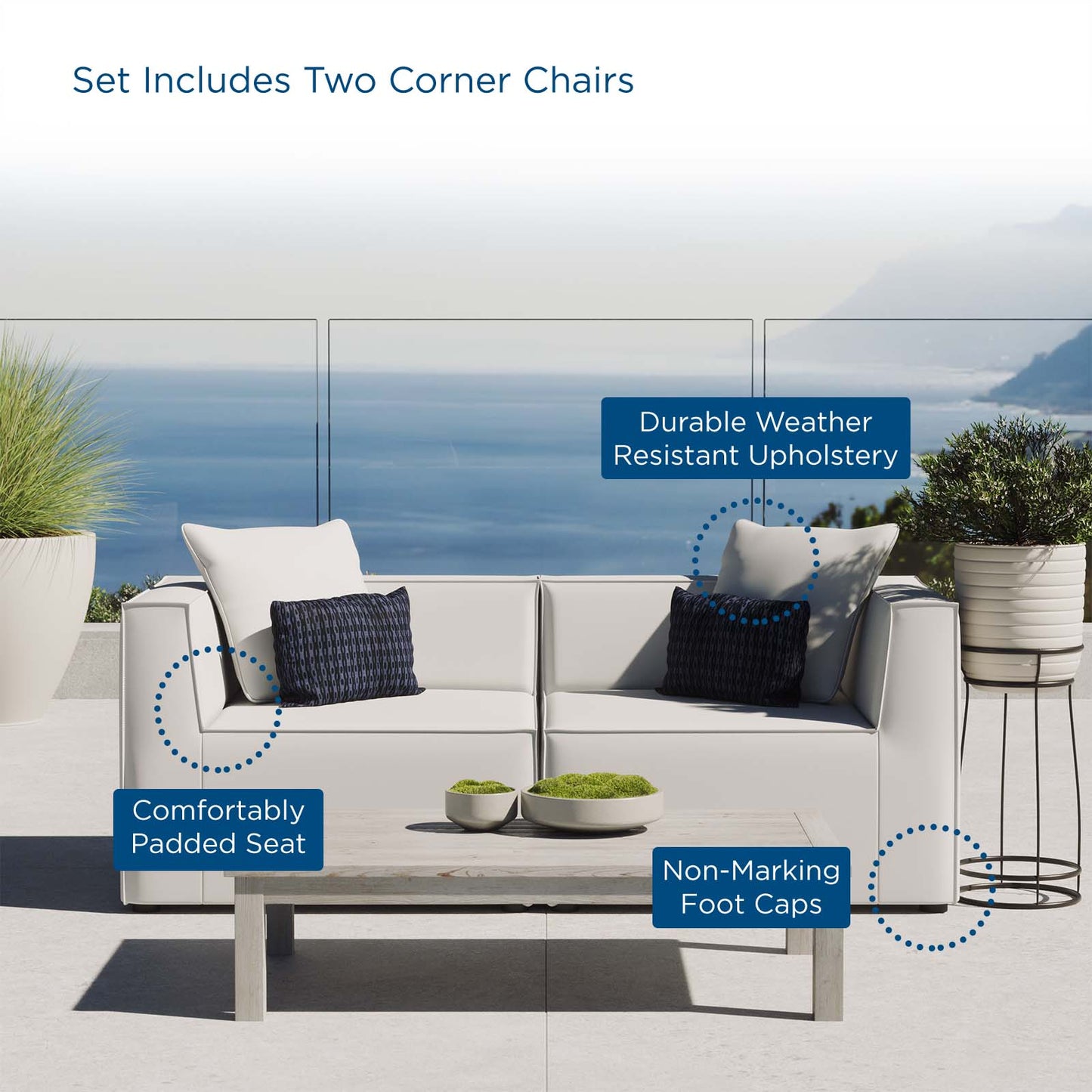 Saybrook Outdoor Patio Upholstered 2-Piece Sectional Sofa Loveseat by Modway