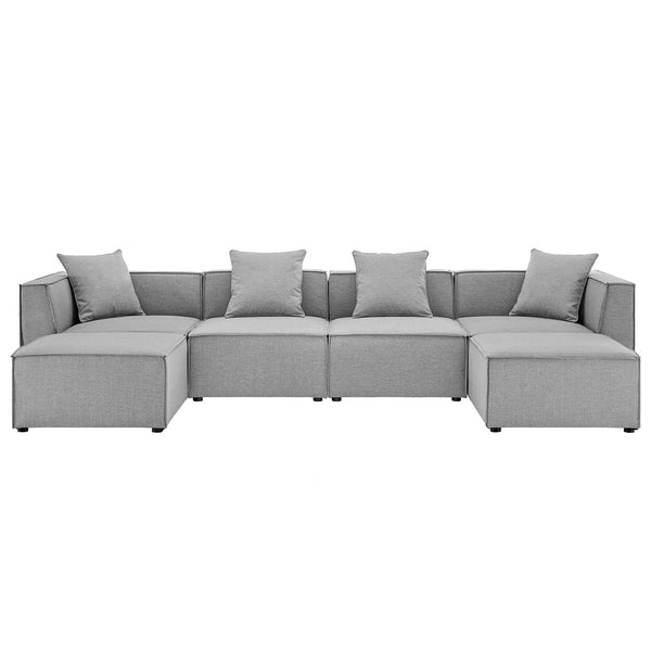 Saybrook Outdoor Patio Upholstered 6-Piece Sectional Sofa in Gray by Modway