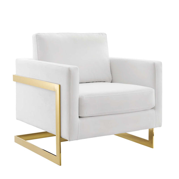 Posse Performance Velvet Accent Chair Gold White by Modway