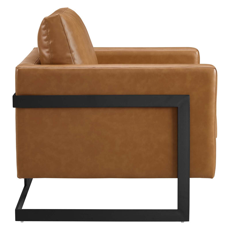 Posse Vegan Leather Accent Chair Black Tan by Modway