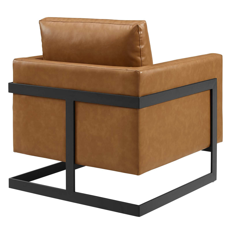 Posse Vegan Leather Accent Chair Black Tan by Modway