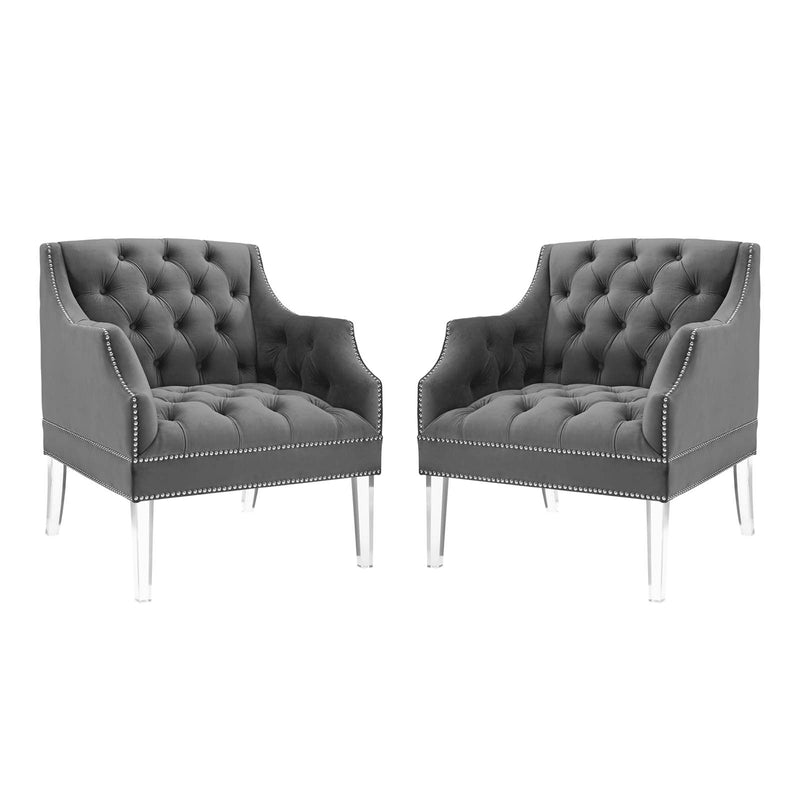 Proverbial Armchair Performance Velvet Set of 2 by Modway