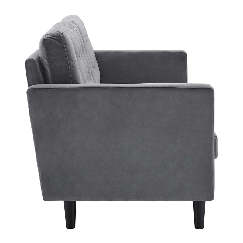 Exalt Tufted Performance Velvet Sofa in Gray by Modway